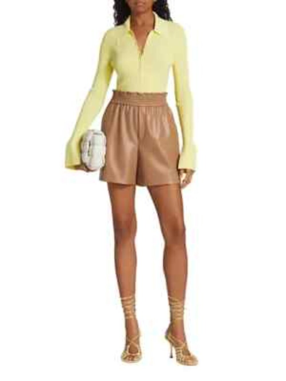 A.L.C Kaleb Vegan Leather Tan Mini Shorts S